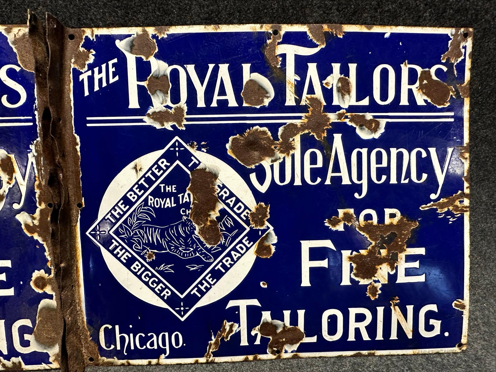Royal Tailor's Fine Tailoring Double Sided Porcelain Flange Signs