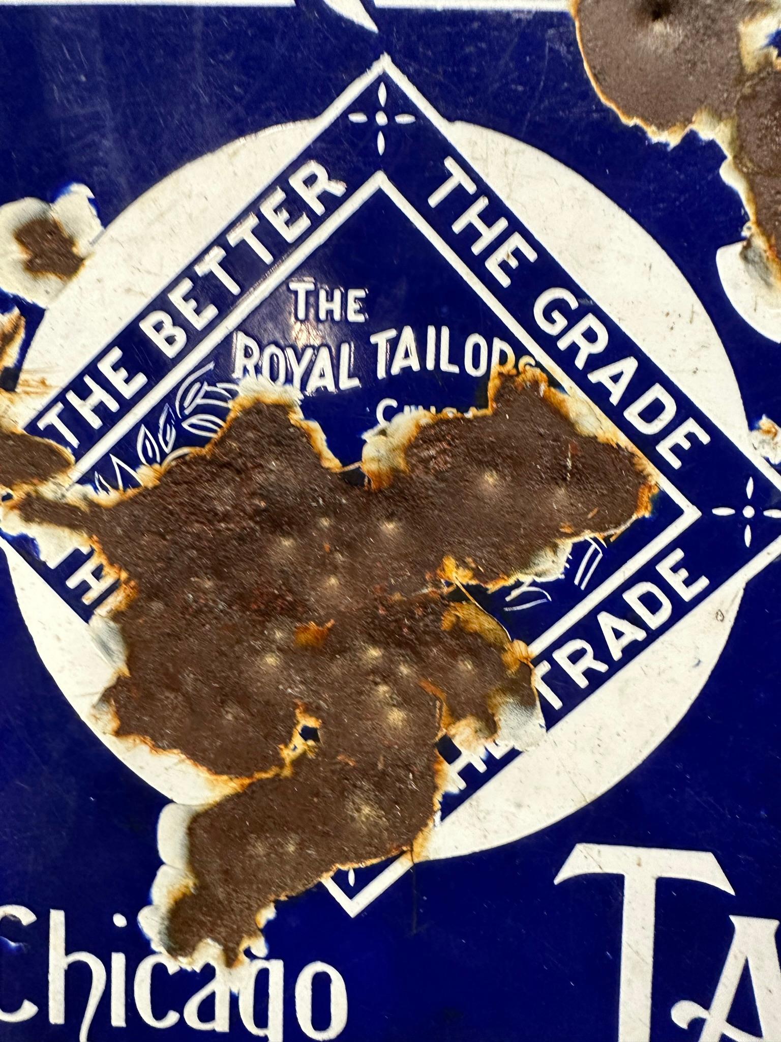 Royal Tailor's Fine Tailoring Double Sided Porcelain Flange Signs