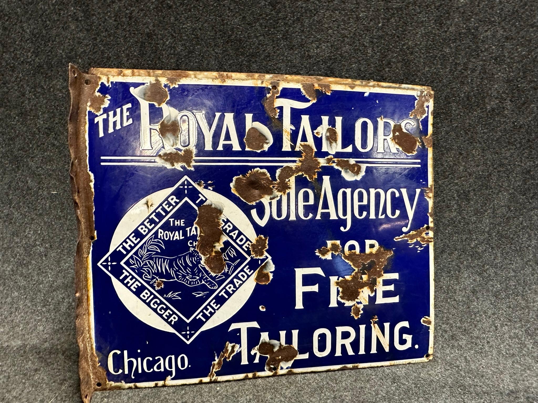 Royal Tailor's Fine Tailoring Double Sided Porcelain Flange Signs