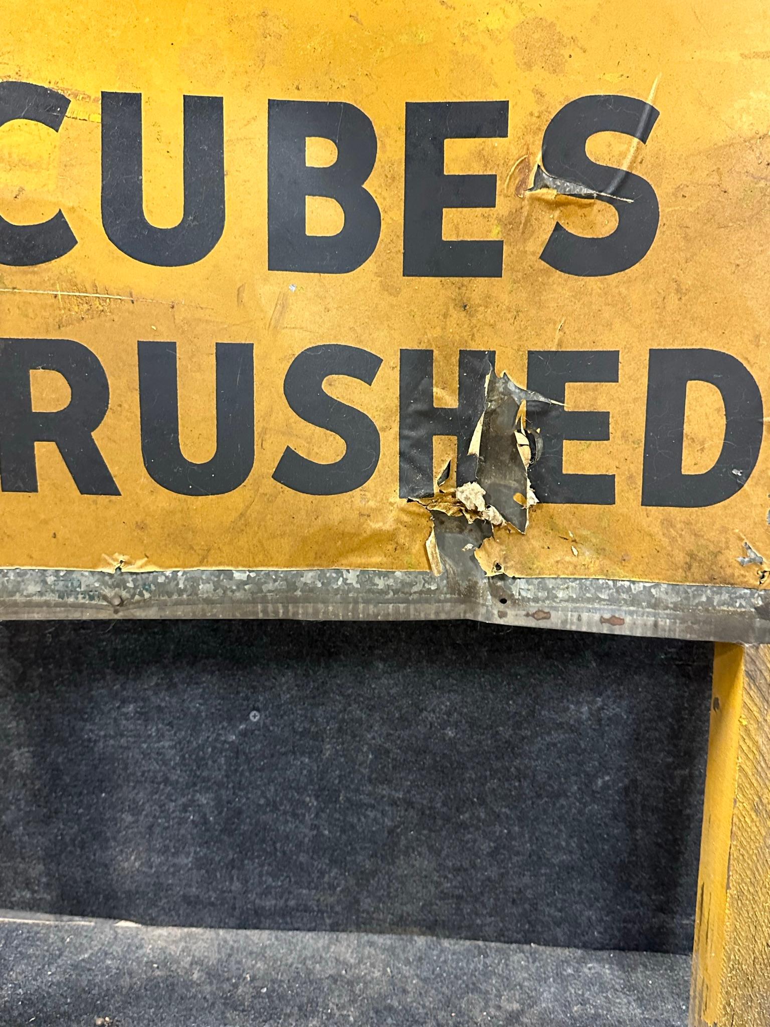 Ice Cubes Crushed Galvanized Hand Painted Advertising 6' Sign