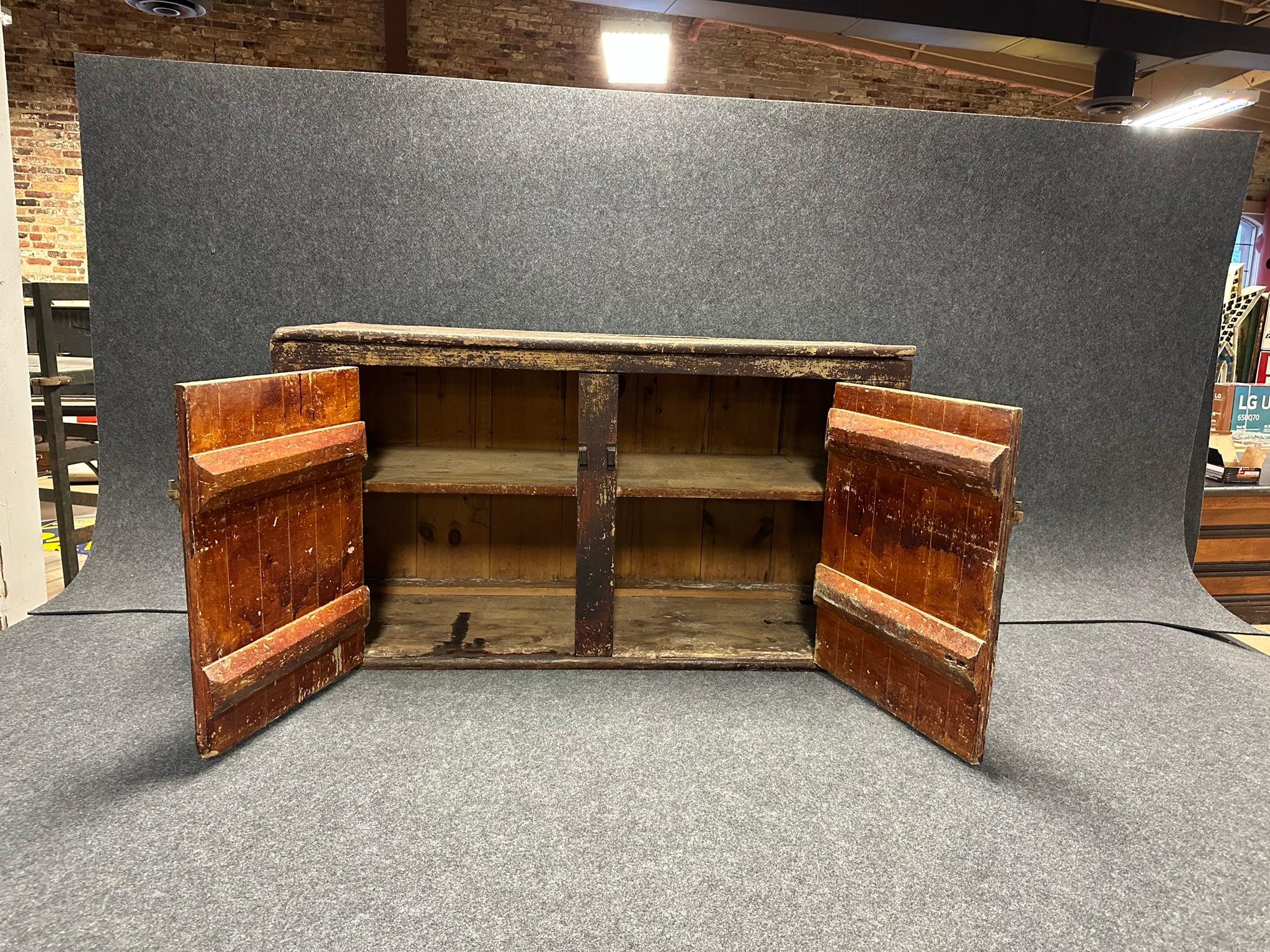 Antique 2 Door General Store Bottom Beadboard Cupboard