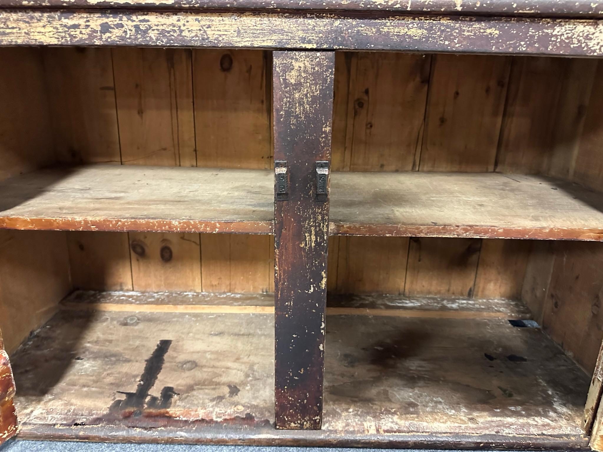 Antique 2 Door General Store Bottom Beadboard Cupboard