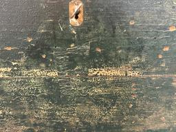 Antique Folk Art Green  White Painted Locking Document Box by Elmer