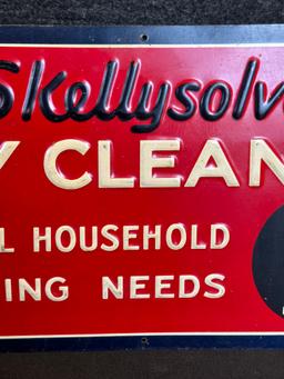 Skellysolve Dry Cleaner Embossed Painted Metal Pricer Advertising Sign