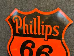 Phillips 66 Double Sided Porcelain 30" Curbside Advertising Sign Ca. 1930s