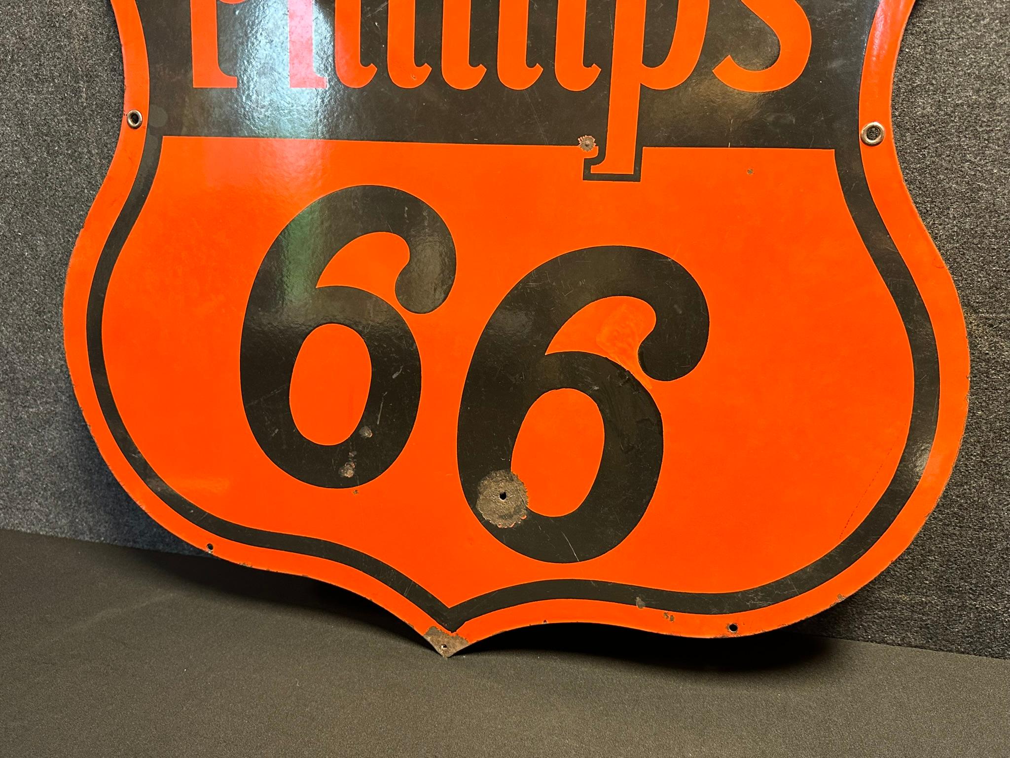 Phillips 66 Double Sided Porcelain 30" Curbside Advertising Sign Ca. 1930s