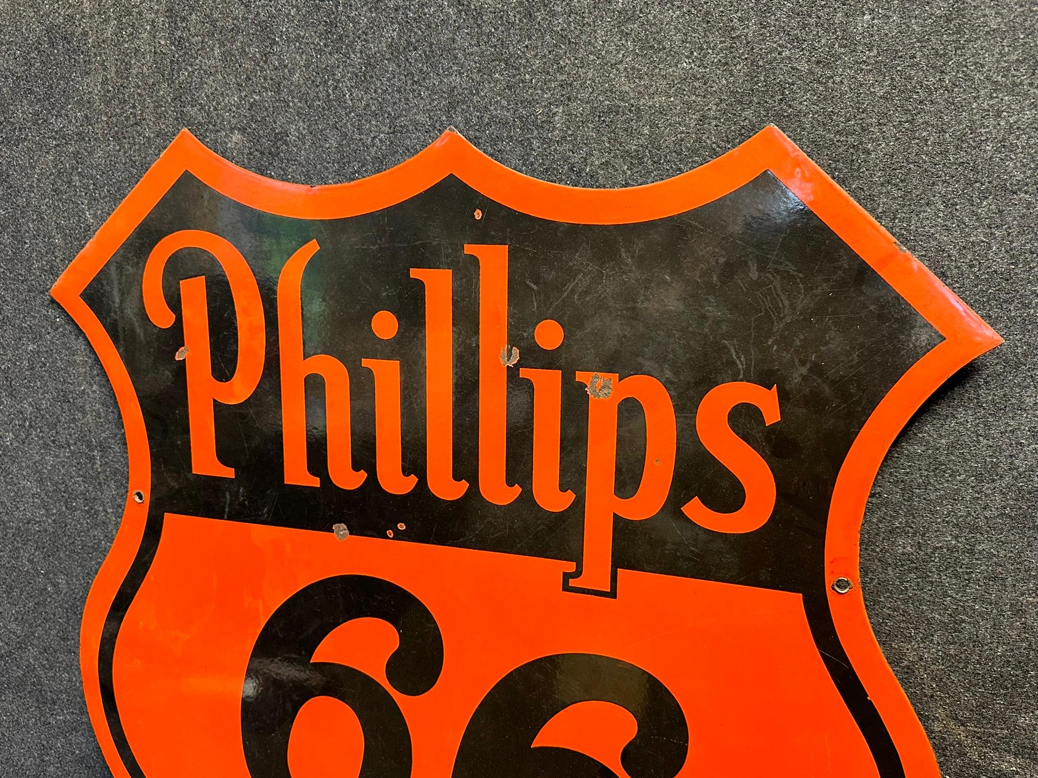 Phillips 66 Double Sided Porcelain 30" Curbside Advertising Sign Ca. 1930s