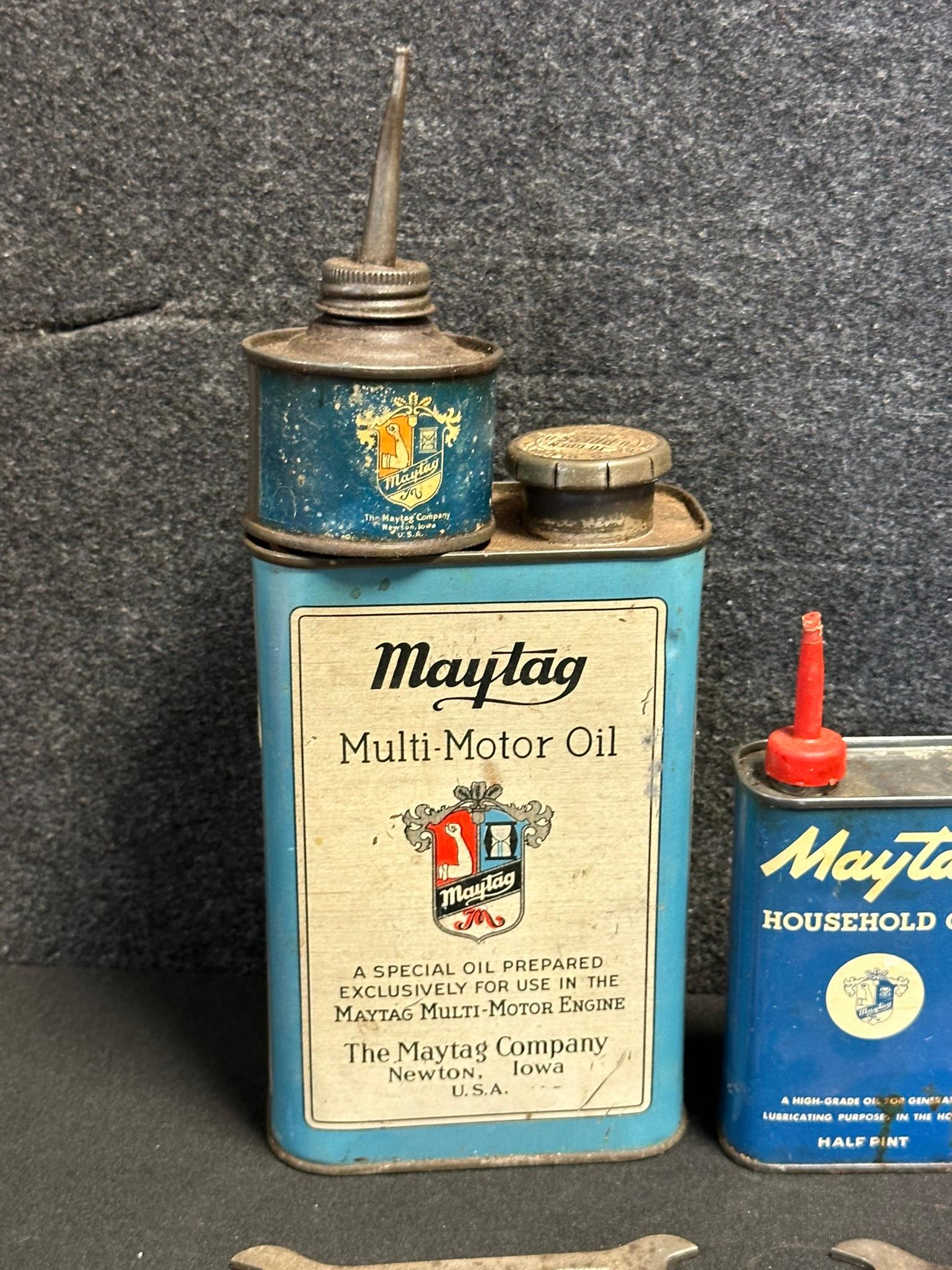 Lot 12 Maytag Oil Cans & Wrenches