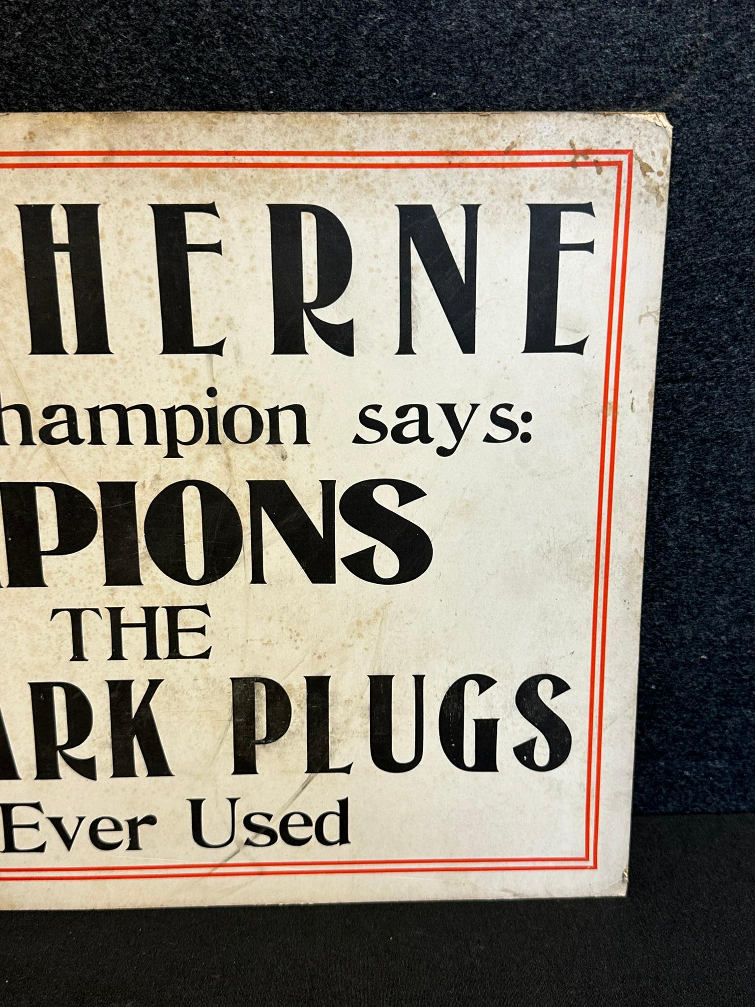 Pair Eddie Herne 1923 Champion Spark Plugs Advertising Cardstock Signs