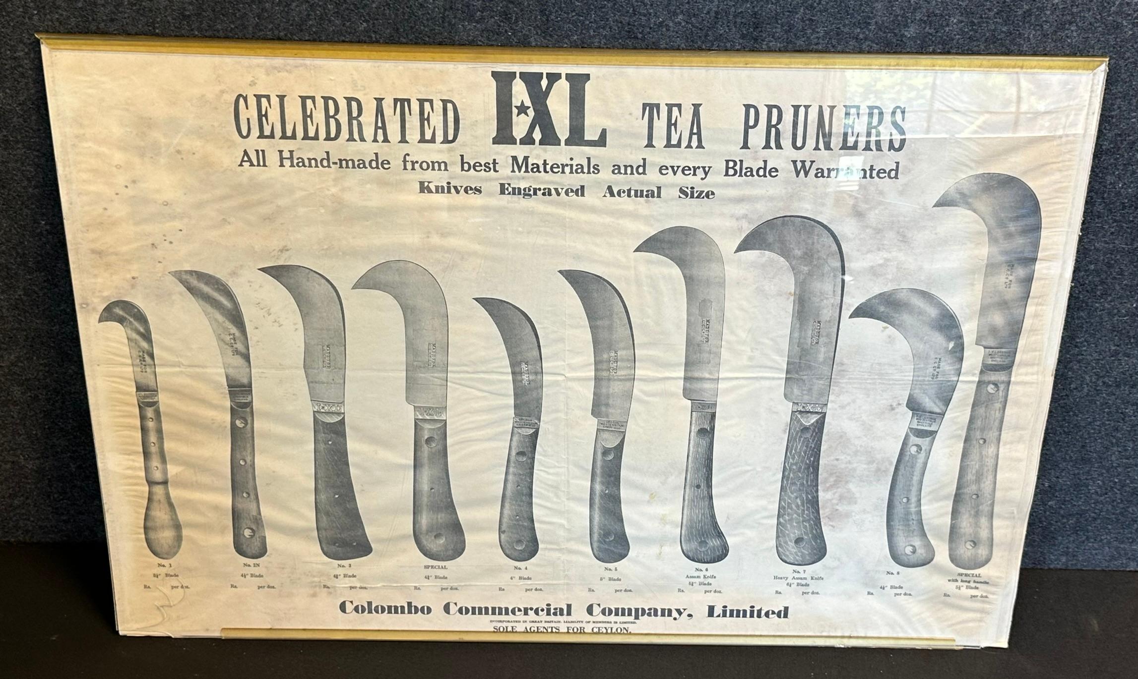 Early 1900s Celebrated IXL Tea Pruners Knives Paper Advertising Sign