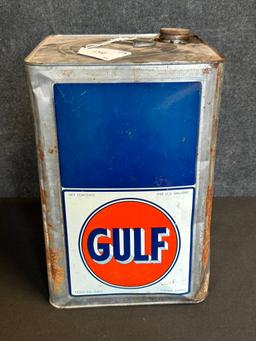 Gulf Transgear Lubricant 5 Gallon Square 1920s Motor Oil Can