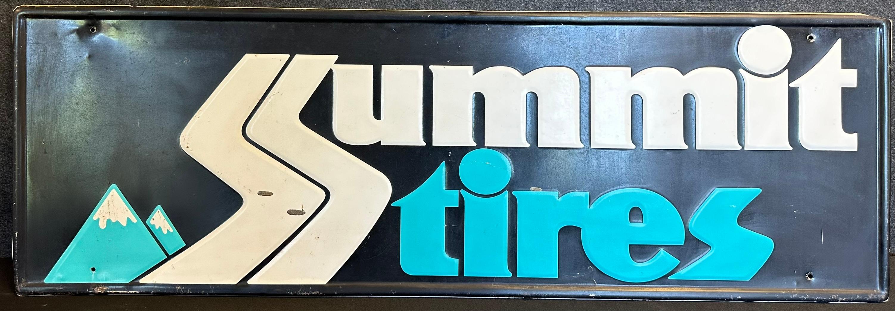 Summit Tires Embossed Advertising Sign Ca. 1970s
