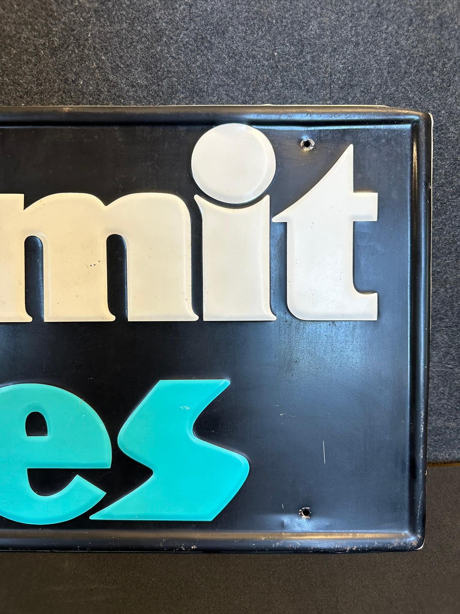 Summit Tires Embossed Advertising Sign Ca. 1970s