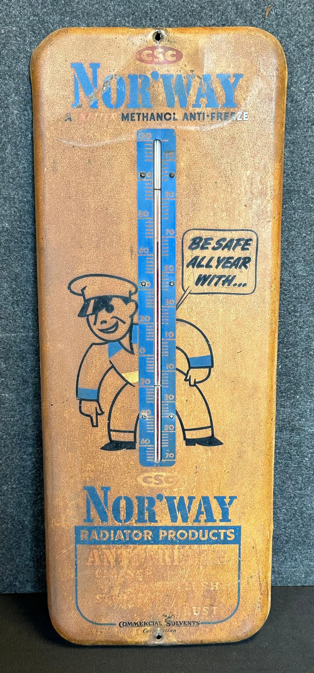 Nor'way Methanol Anti Freeze Painted Metal Advertising Thermometer Sign