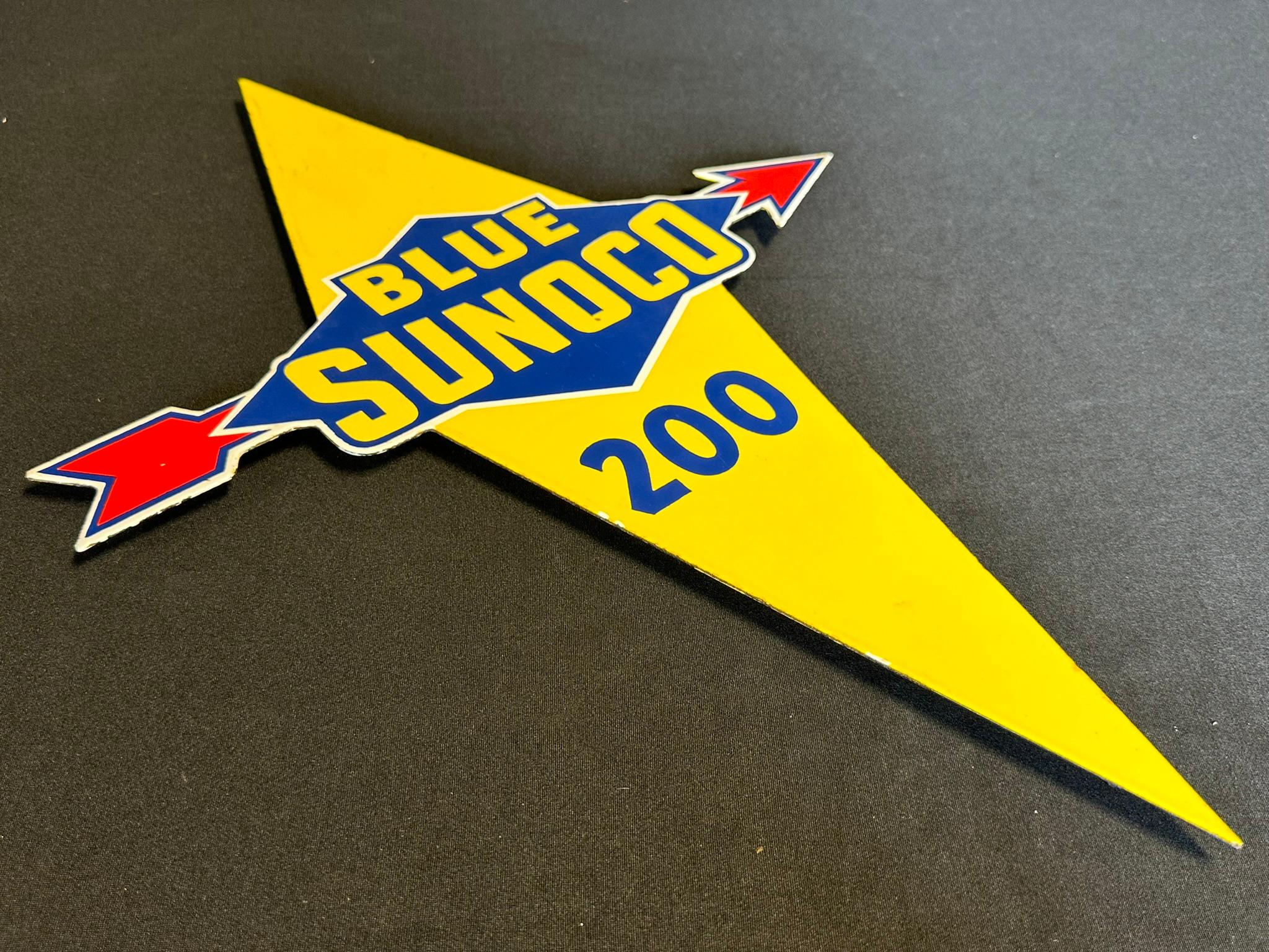 Blue Sunoco 200 Single Sided Porcelain Gas Pump Advertising Sign