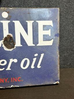 Havoline The Power Oil Indian Refining Co. Double Sided Porcelain 1920s Flange Sign