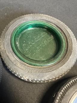 Lot 8 Early 1920s-30s-40s-50s Advertising Tire Ashtrays: BF Goodrich, Goodyear, Firestone, Etc.