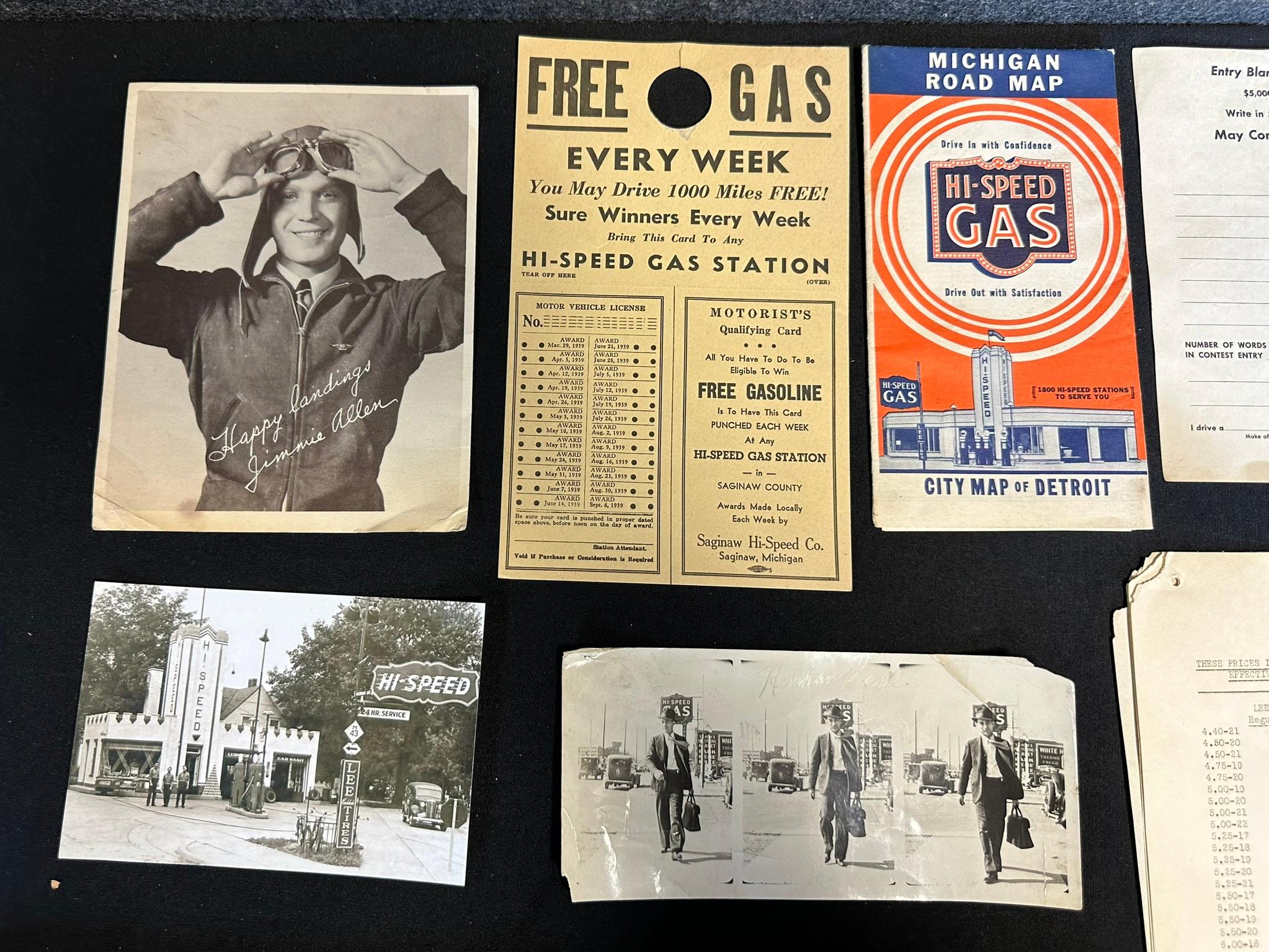 Massive Lot 11 1930s-40s HI SPEED Gas Station Advertising Lot: Map, RPPC, Chek-Chart, Lubrication Ma