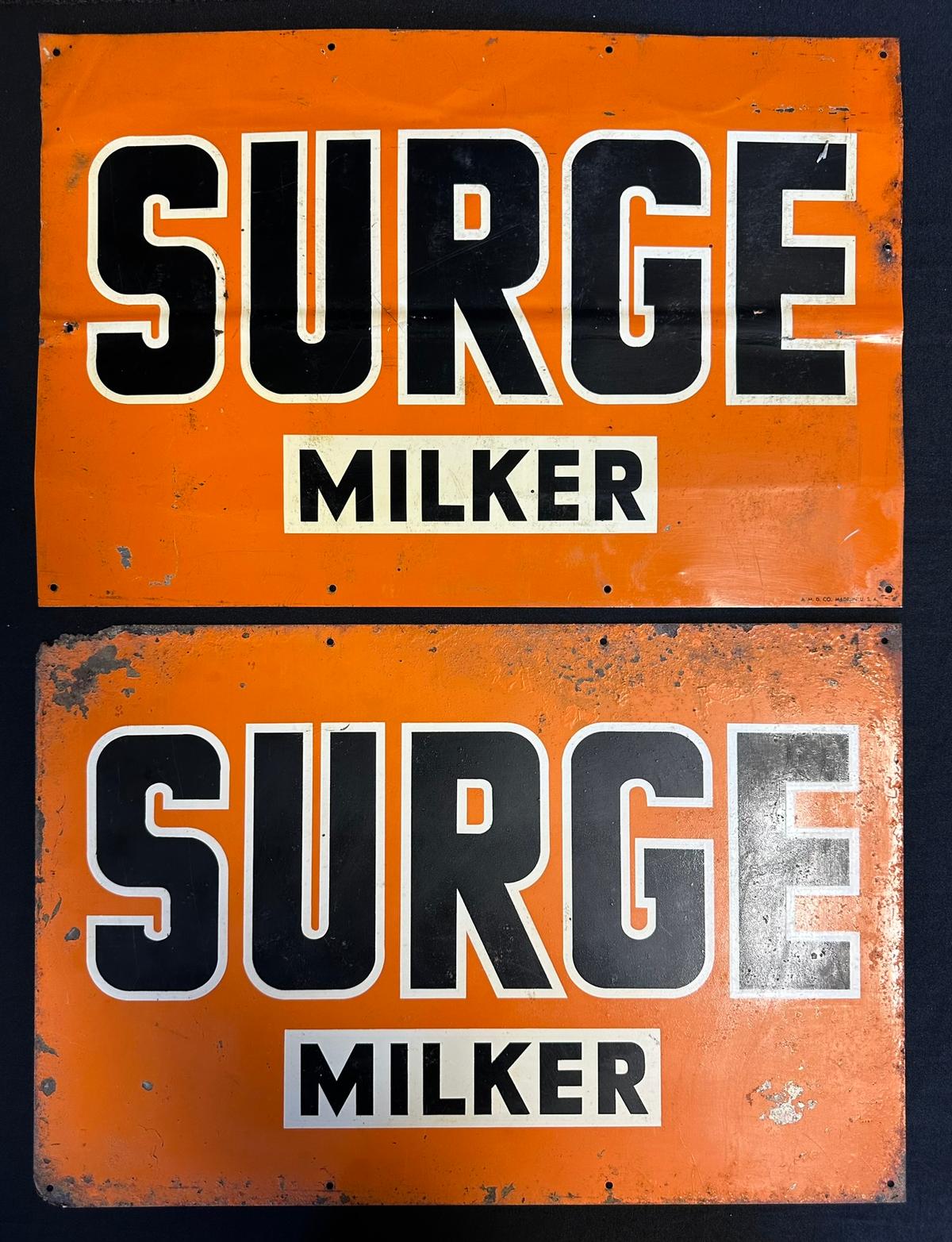 Pair Surge Milker Single Sided Tin Metal Advertising Sign