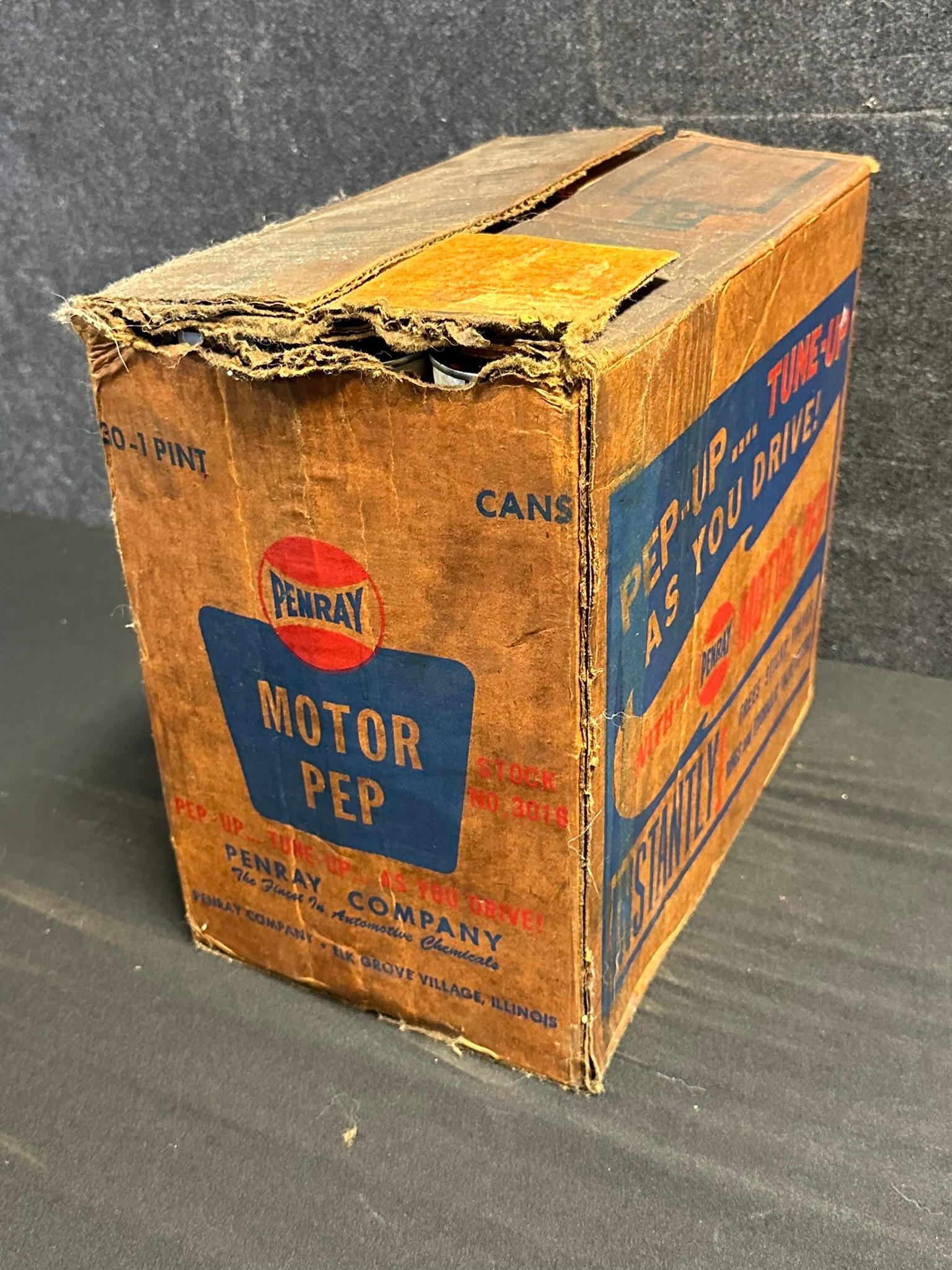 Full NOS Box 30 1 Pint 1950s-60s Motor Pep Penray Cans