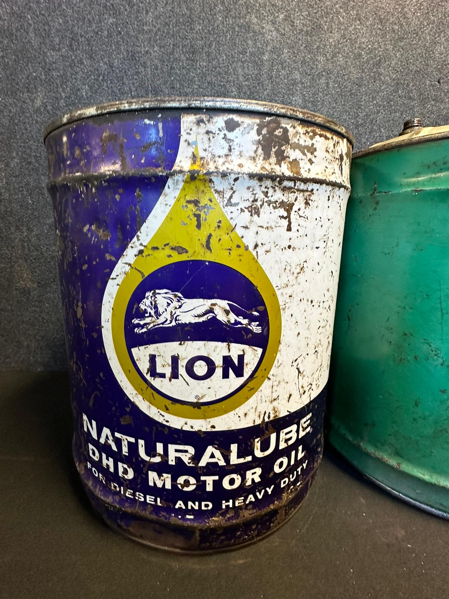 Lion Naturalube, Cities Service & Phillips 66 5 Gallon Motor Oil Can Lot