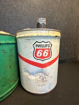 Lion Naturalube, Cities Service & Phillips 66 5 Gallon Motor Oil Can Lot