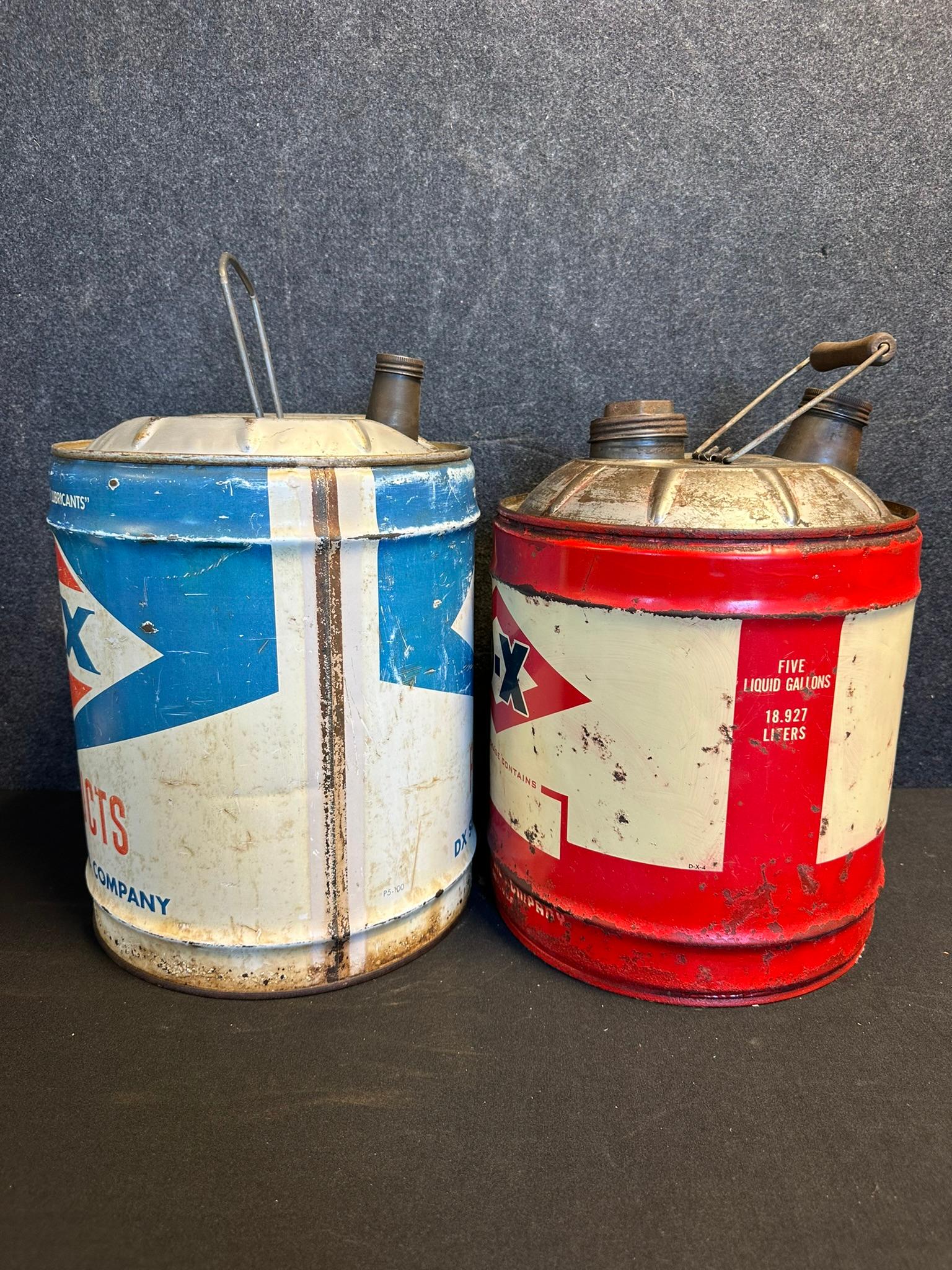 Pair DX 5 Gallon Motor Oil Cans