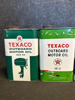 Lot 3 Texaco Outboard 1 Quart Motor Oil Cans