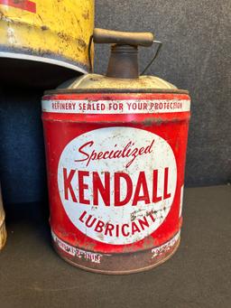 Lot of 6 Kendall 5 Gallon Motor Oil Cans