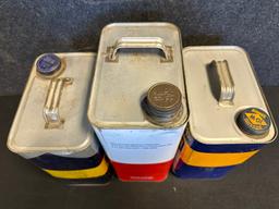 Lot 3 Sunoco 2 Gallon Motor Oil Cans: Mercury Made, Diamond & Mercury