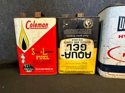 Lot 6 Motor Oil Cans: 4 2 Gallons Unico, Lub-O-Lene, Tulsa & APENN