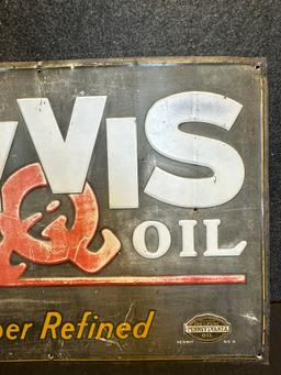 Hyvis Embossed Motor Oils Super Refined 1930s Tin Tacker Advertising Sign