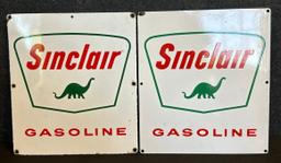 Pair Sinclair Gasoline Single Sided Porcelain Gas Pump Plates
