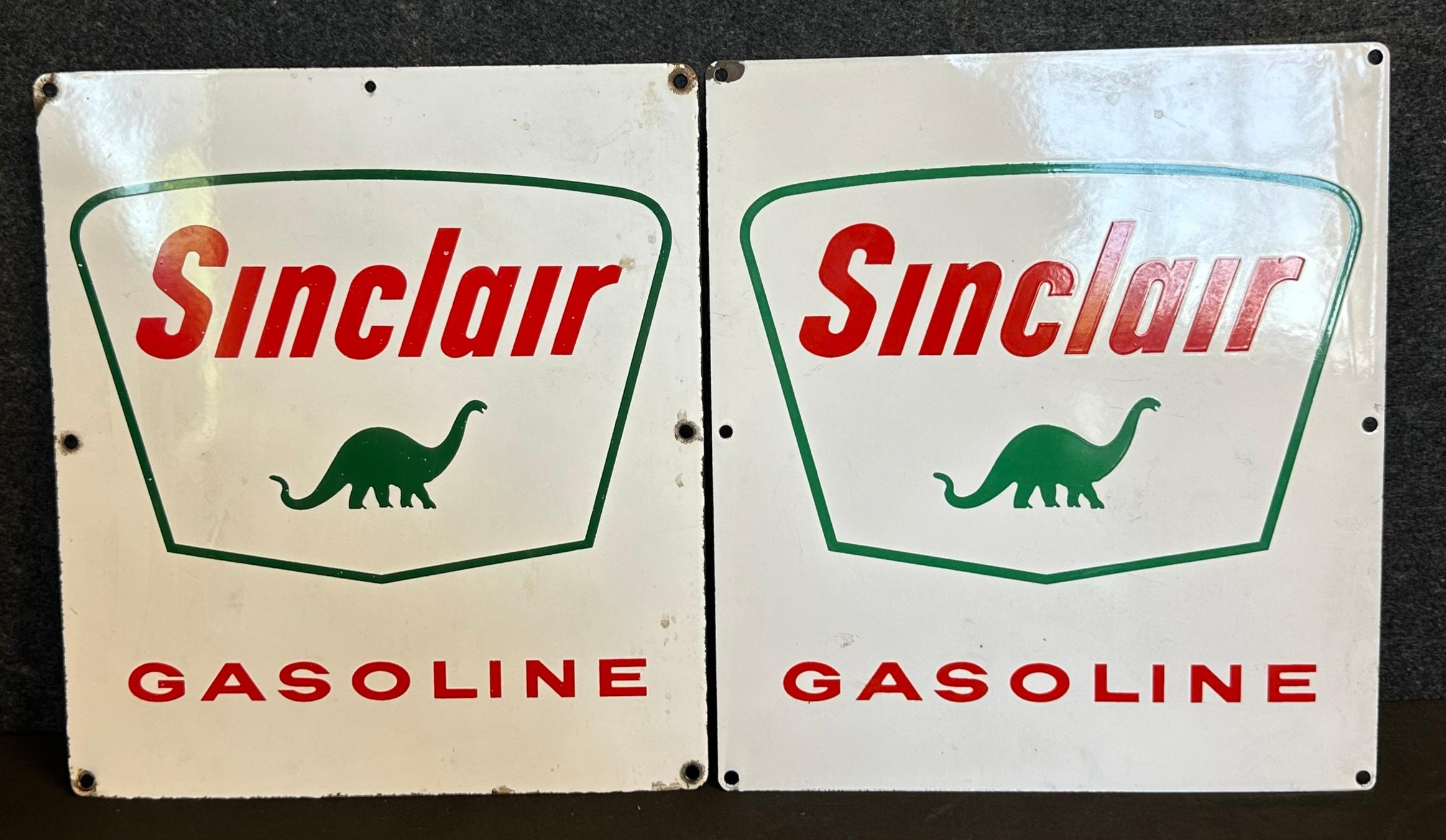 Pair Sinclair Gasoline Single Sided Porcelain Gas Pump Plates