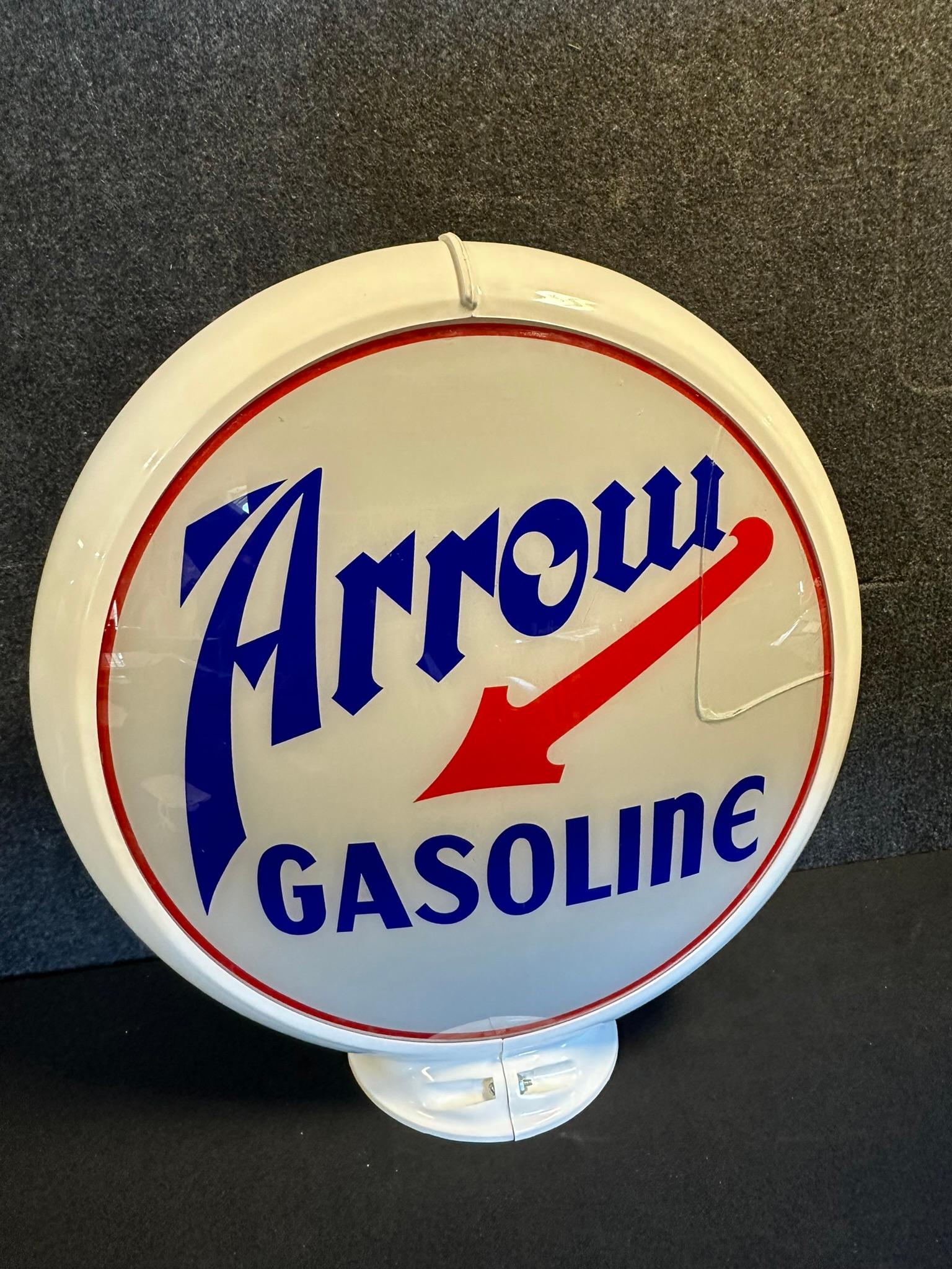 Arrow Gasoline Double Sided Gas Globe w. Original Lenses & Capco Body