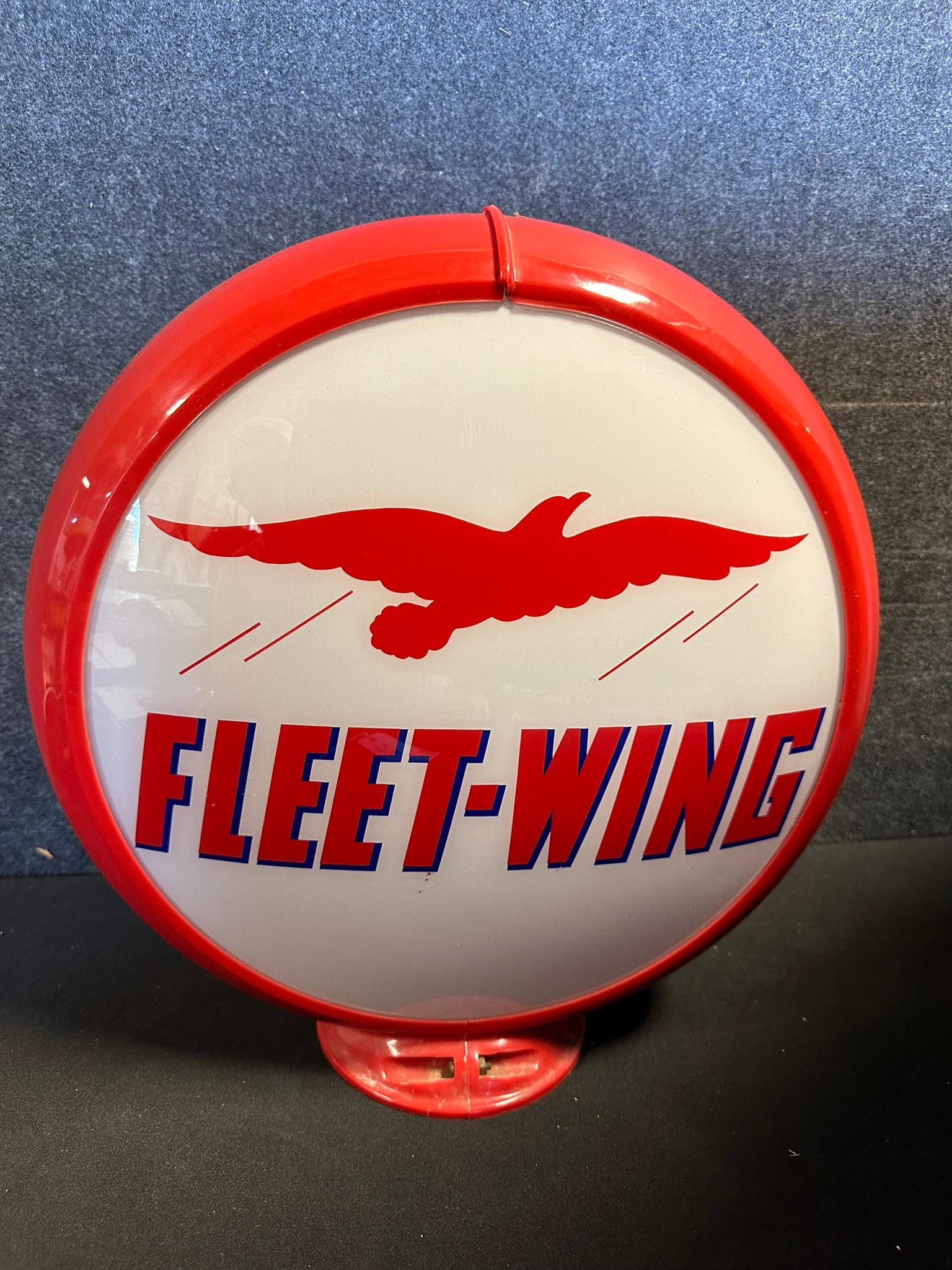 Fleet Wing Gas Pump Globe w/ Original Lenses & Red Capco Plastic Body