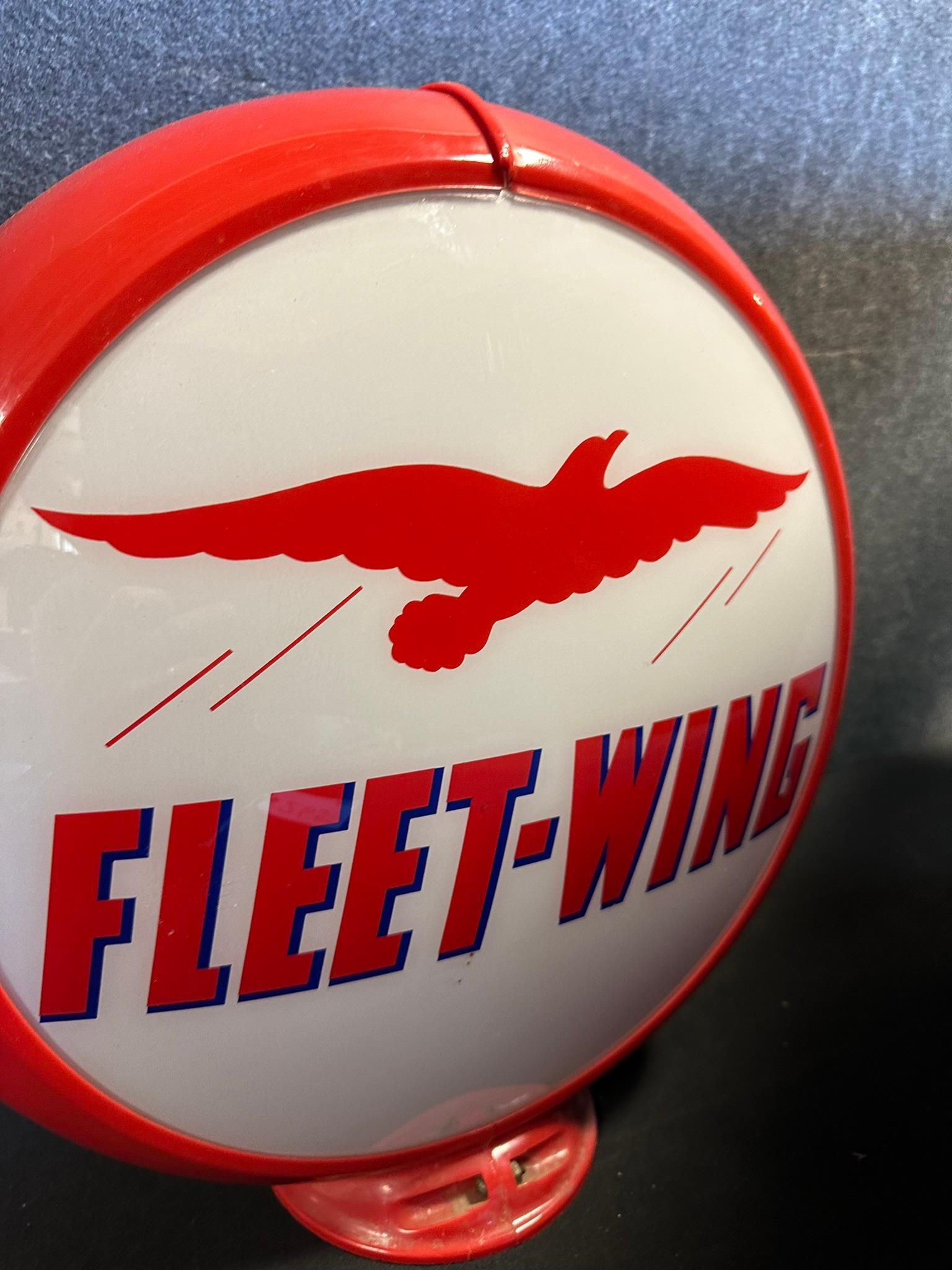 Fleet Wing Gas Pump Globe w/ Original Lenses & Red Capco Plastic Body