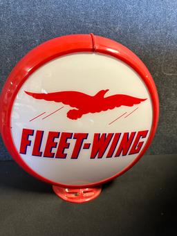 Fleet Wing Gas Pump Globe w/ Original Lenses & Red Capco Plastic Body