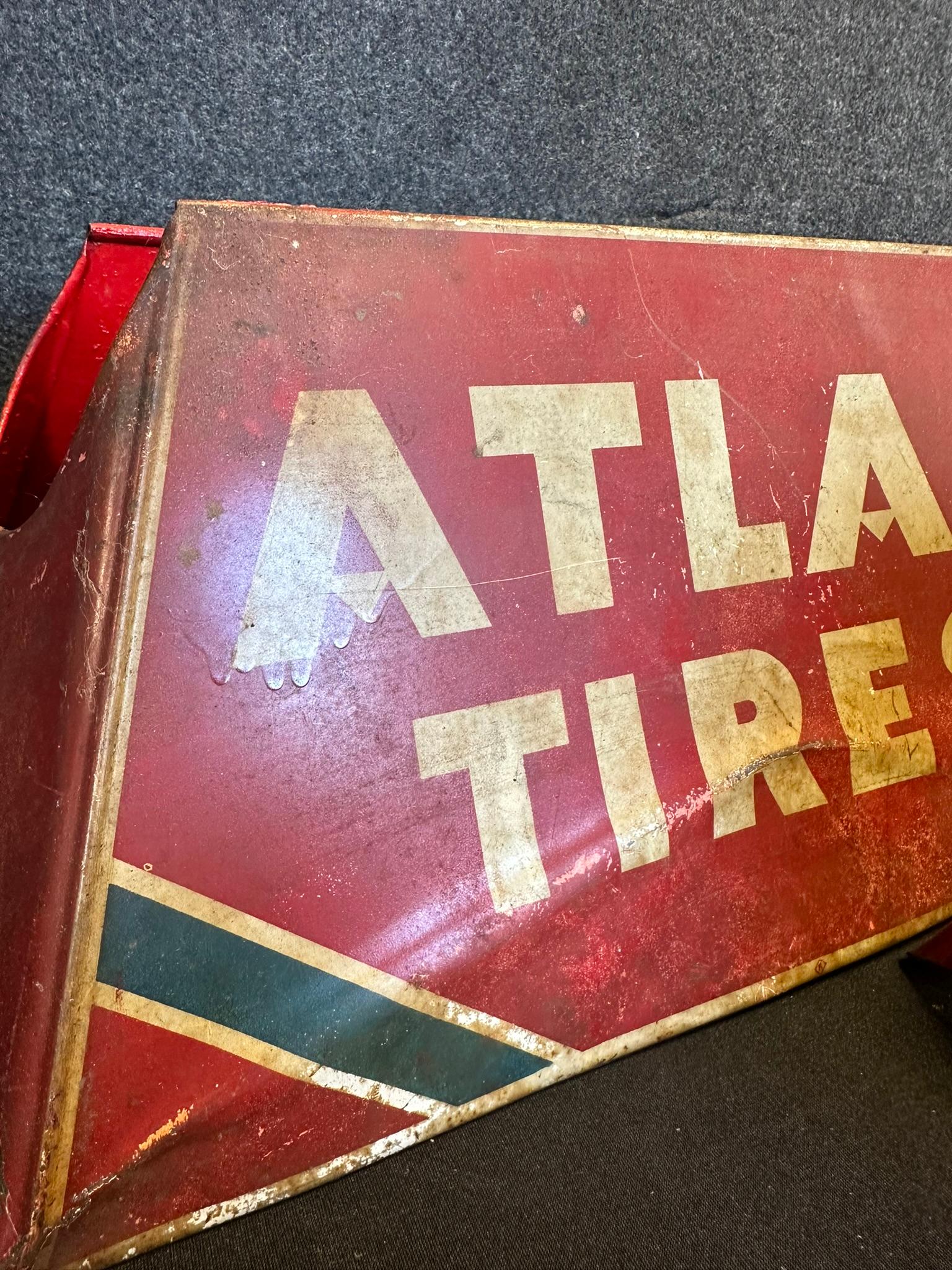 Lot of 3 Early 1940s ATLAS Tires Tire Store Display Metal Advertising Sign