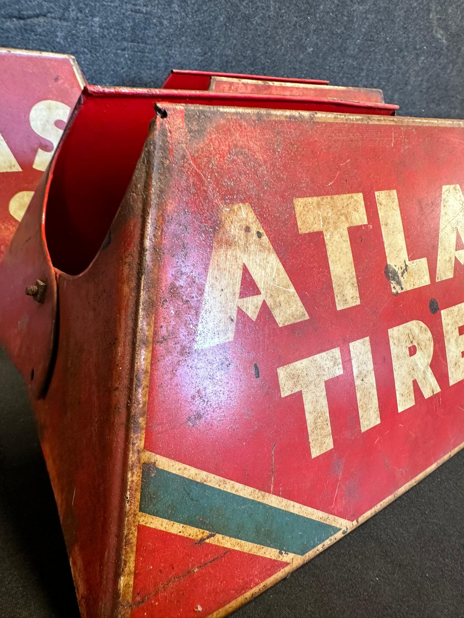 Lot of 3 Early 1940s ATLAS Tires Tire Store Display Metal Advertising Sign