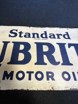 Standard Lubrite Motor Oil Single Sided Painted Metal Rack Topper Advertising Sign