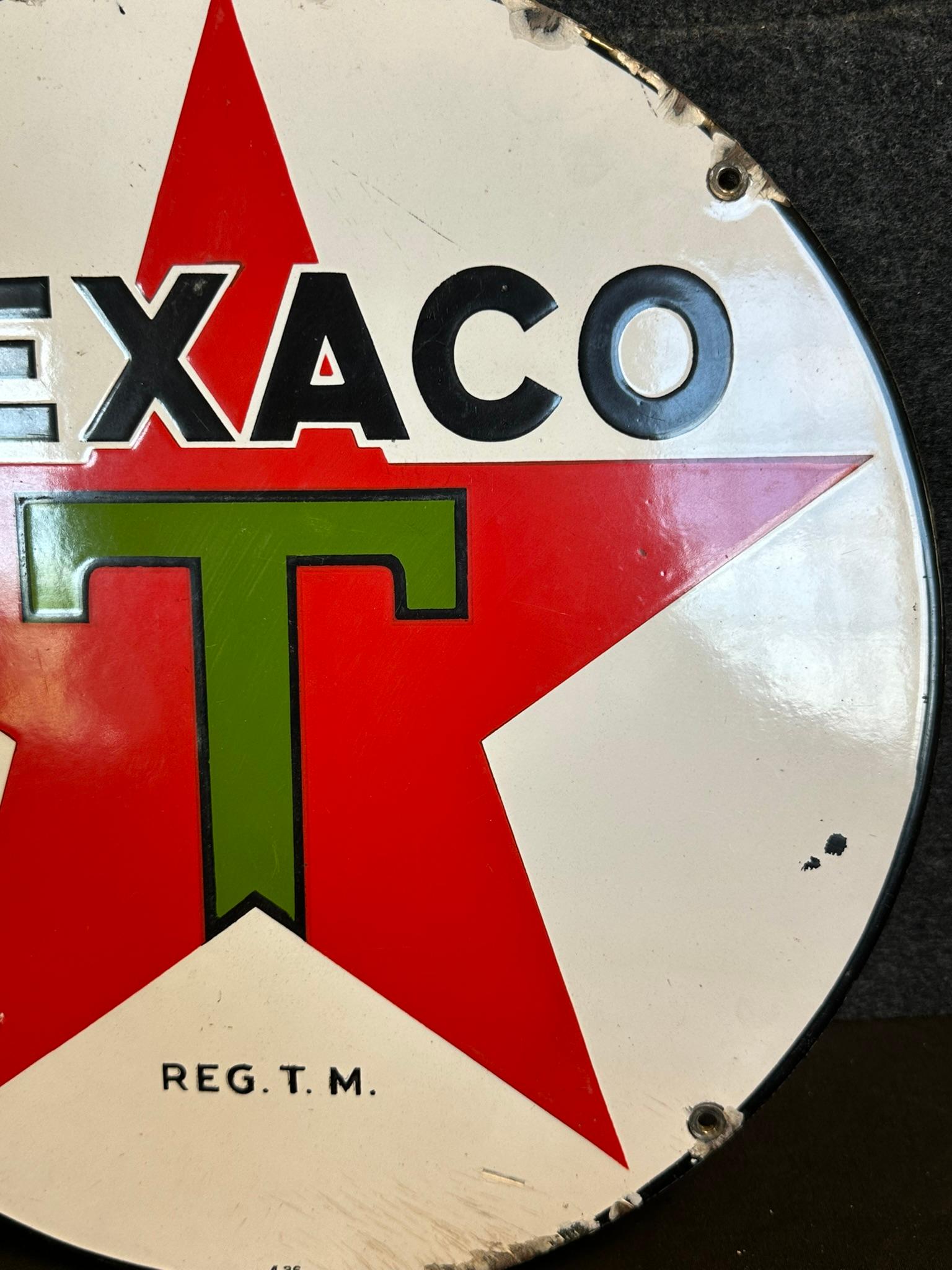 Texaco Single Sided Porcelain 15" 1936 Lubester Advertising Sign