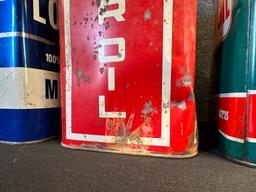 Lot 3 2 Gallon Motor Oil Cans: Long Life, E-Kon-O-Mee, Wearwell