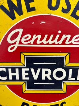 Chevrolet Genuine Parts Double Sided Painted Metal Dealer Flange Advertising Sign Ca. 1940s
