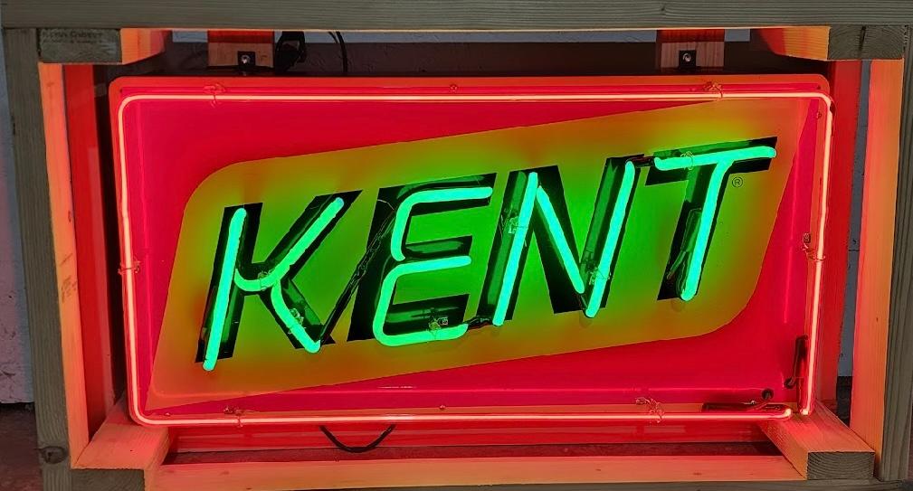 Kent Original 1960s Tin Advertising Feeds Neon Sign