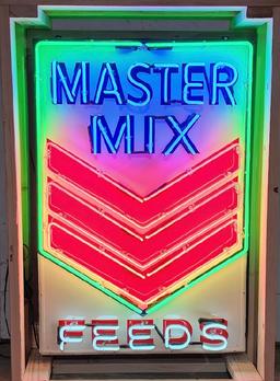 Original Mastermix Feeds Tin Metal Advertising Neon Sign