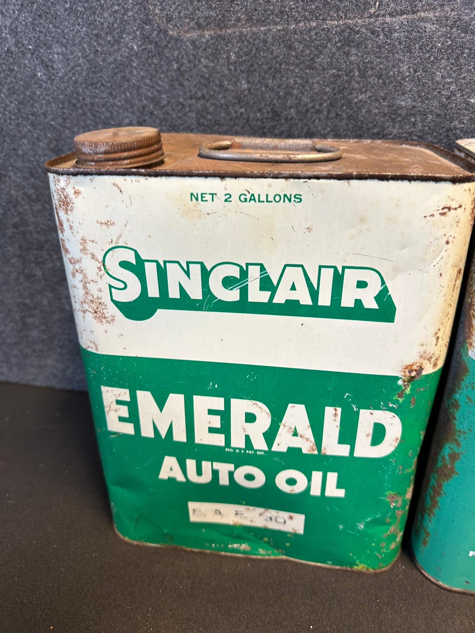 Lot 3 Original Sinclair Emerald Auto Oil 2 Gallon Motor Oil Cans