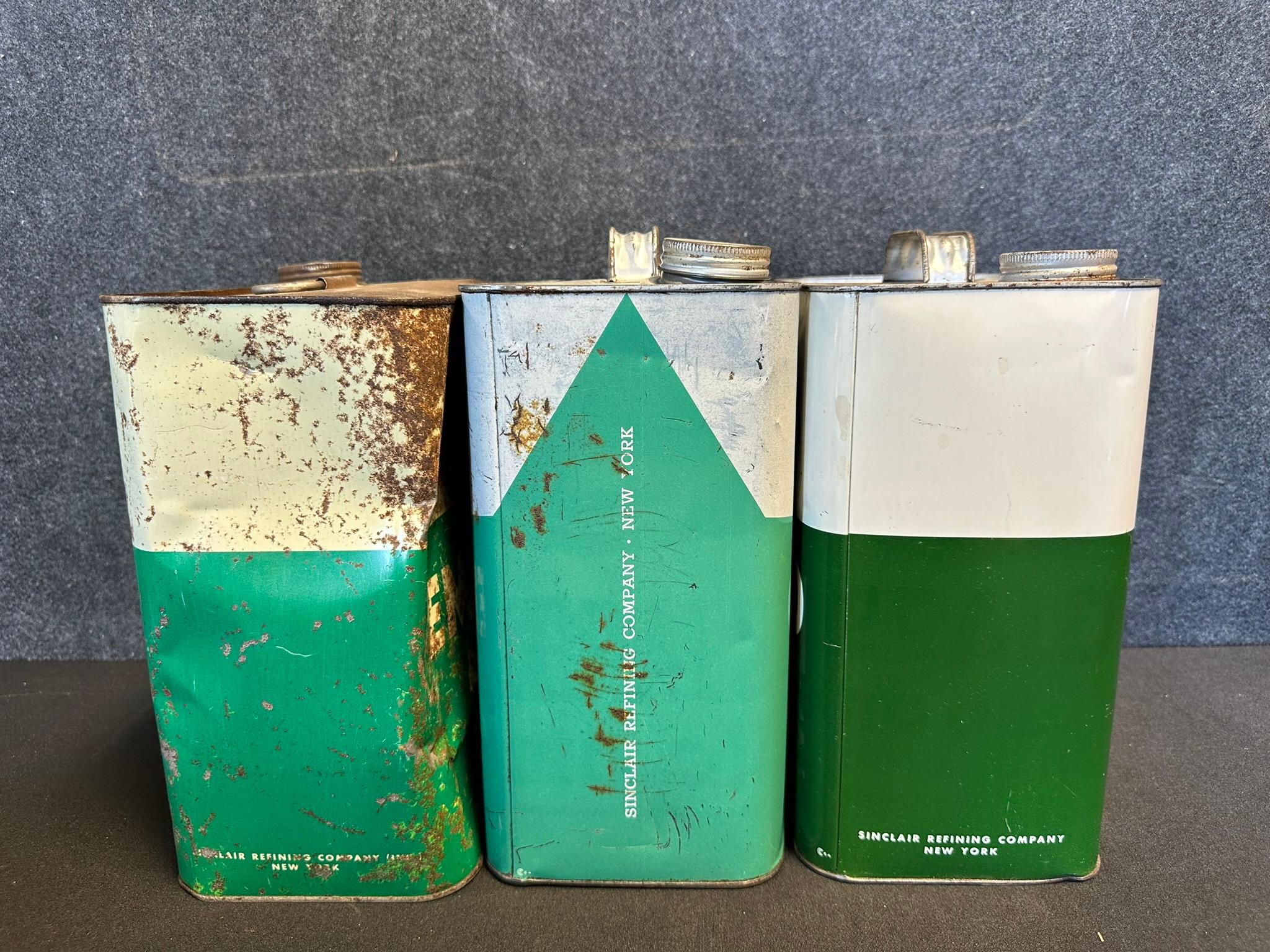 Lot 3 Original Sinclair Emerald Auto Oil 2 Gallon Motor Oil Cans