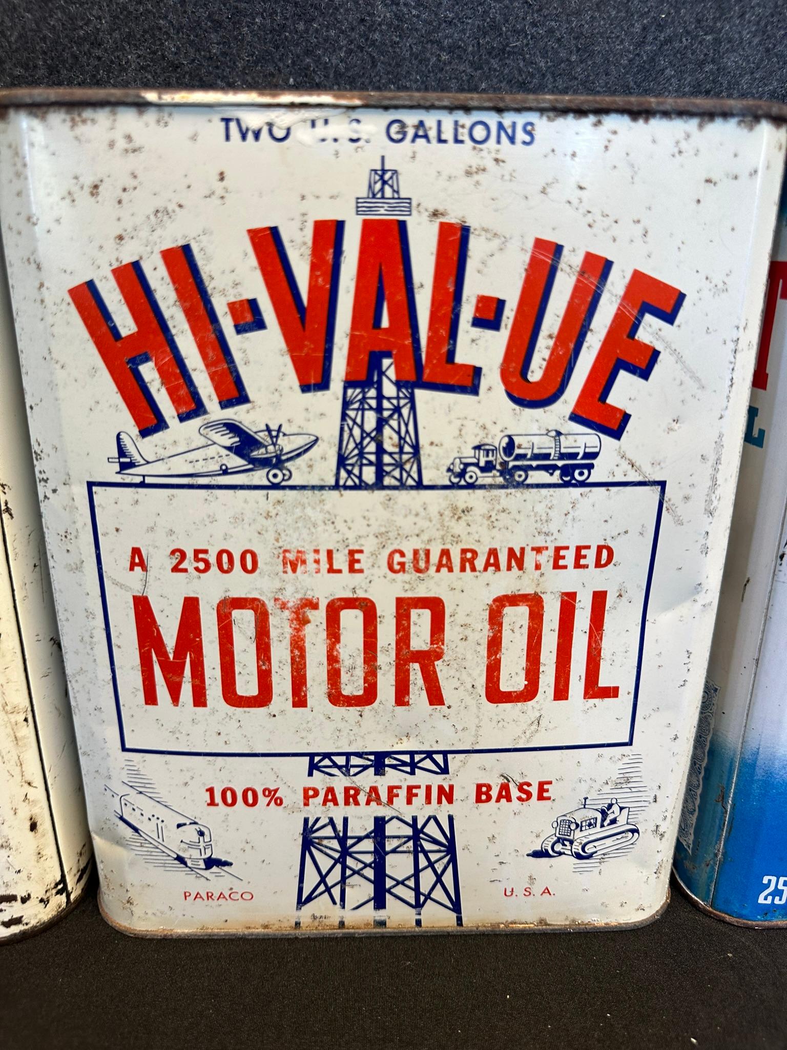 Lot 3 Western Parvis, HI-VALUE, Renuzit 2 Gallon Motor Oil Cans