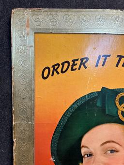 1930s Ballantine Ale Cardboard Advertising Beer Bar Sign